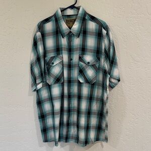 DIXXON “The Ellis” Teal and Black Button Down 2X